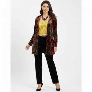 NWT COUNTRY WEAR Velour Flower Print Button-Down Shirt Size S Very CHIC!